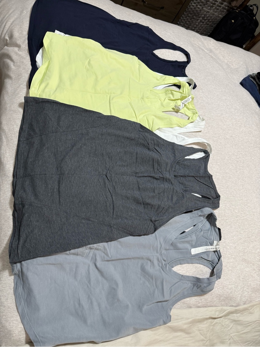 Mixed Pack Racerback Tank Tops - Navy, Lime, Charcoal, Light Gray, White